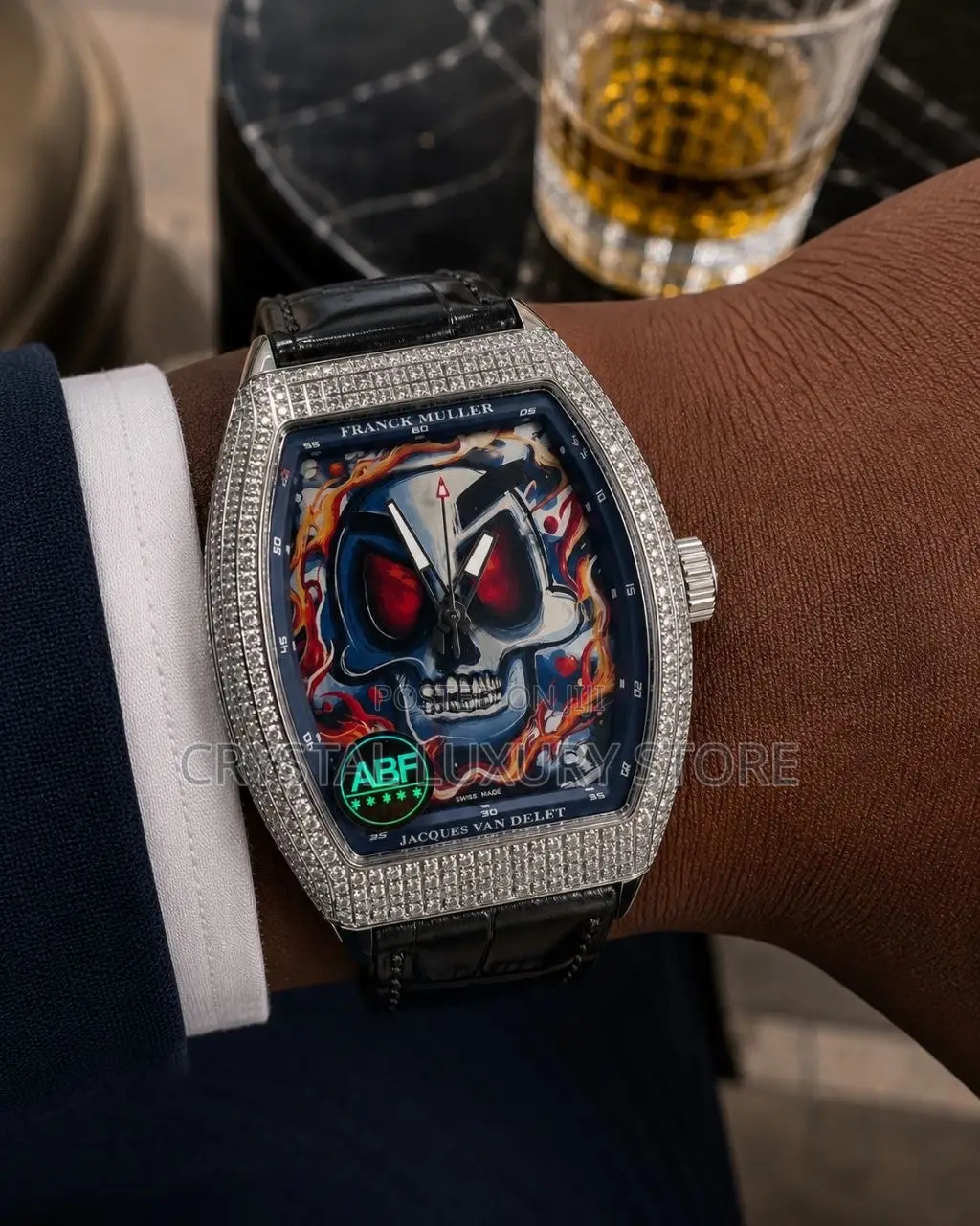 Franck Muller Quality Luxury Men Iced Face Wristwatch