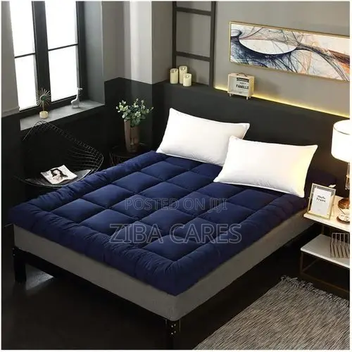 Fluffbeddings Quality 5cm Extra Thick Mattress Topper-Navy Blue