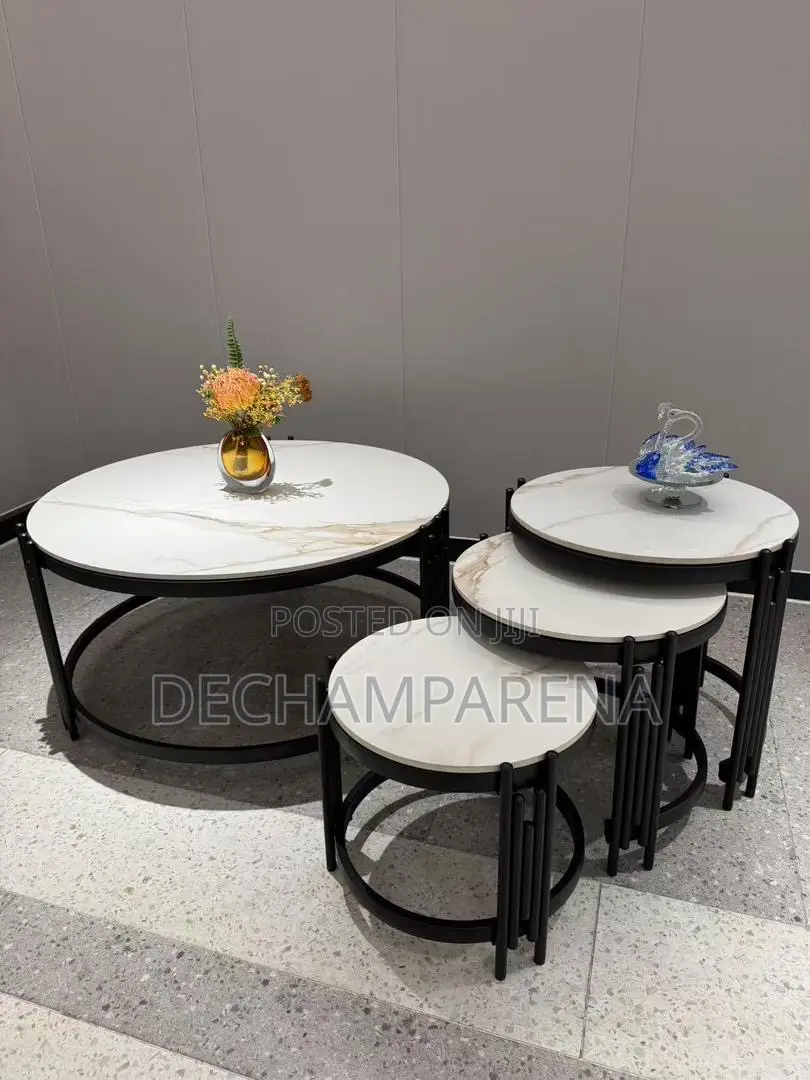 Center Table and 3 Matching Sidestool Black Frame