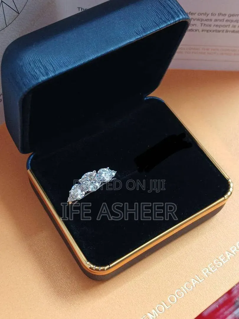 3 Stones Mossanite Diamond Ladies Engagement/Proposal Silver Ring