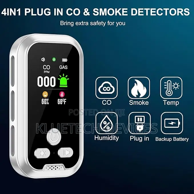 Plug in 4-in-1 Smoke Detector Carbon Monoxide Detectors Combo