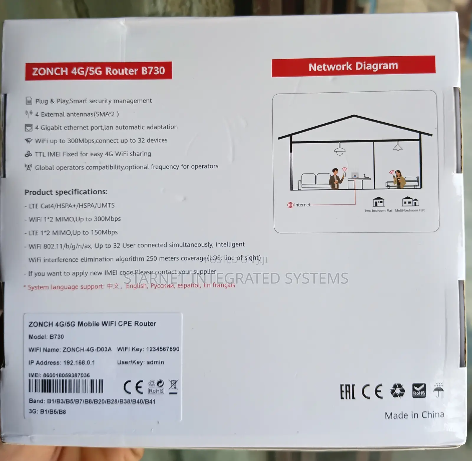 Zonch 4g/5g Mobile Wifi 6+ Cpe Router With Disp;Ay Screen B730