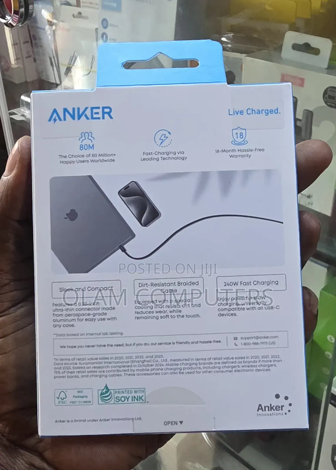 Anker Direct Resistant Fast Charging Cable (3.3 Ft, 240w, Braided)