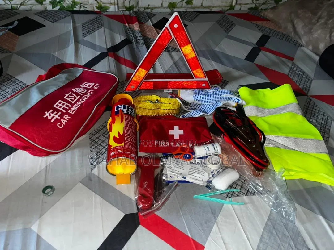 Car Emergency Roadside Safety Kit With First Aid Tow Strap