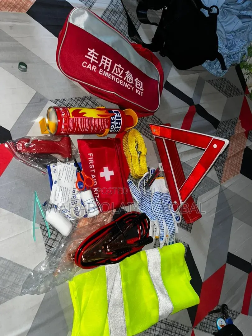 Car Emergency Roadside Safety Kit With First Aid Tow Strap