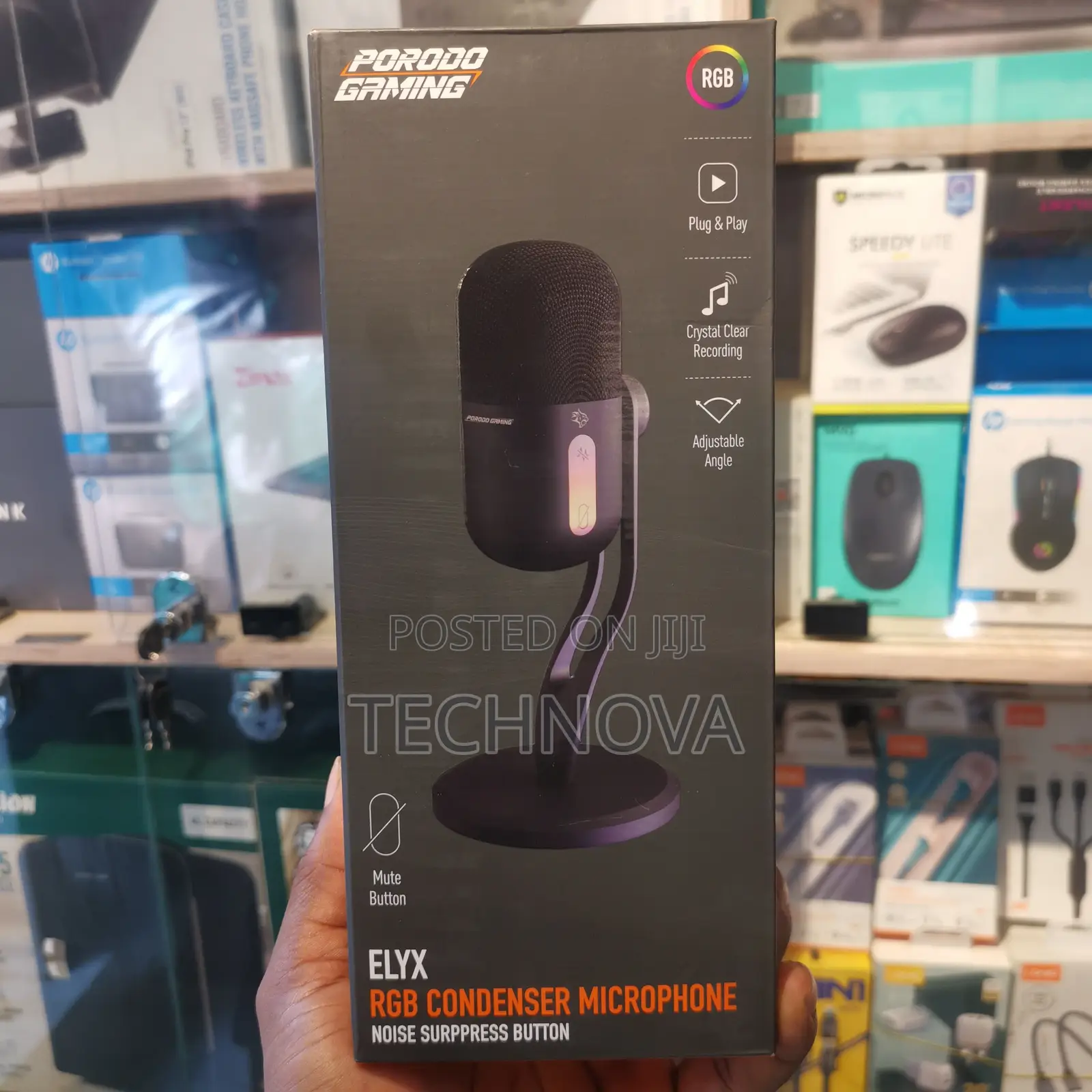 Porodo Gaming Elyx Usb Condenser Microphone With RGB Lights