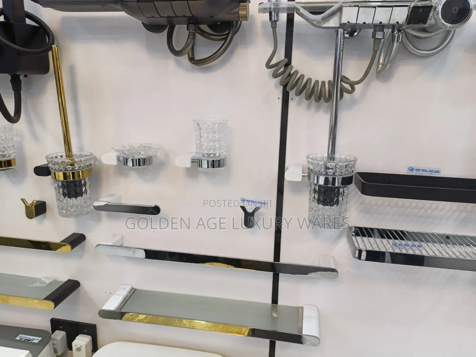 White and Gold Premium Quality Bathroom Accessories