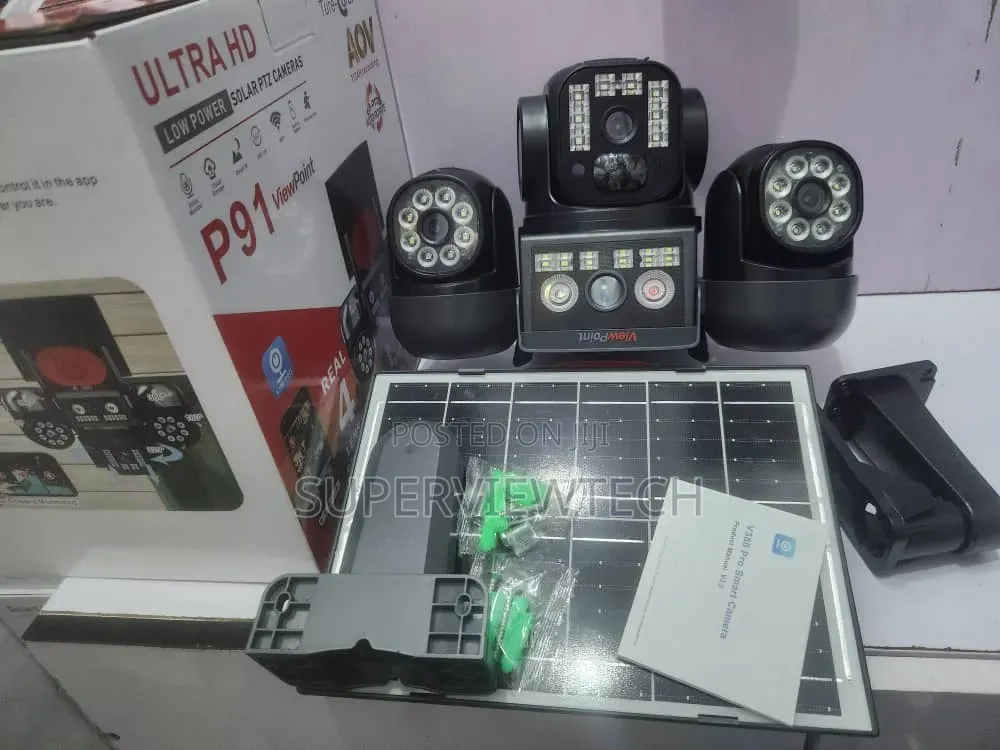 Solar CCTV Camera With 4 Lens Views and 3 PTZ Technology