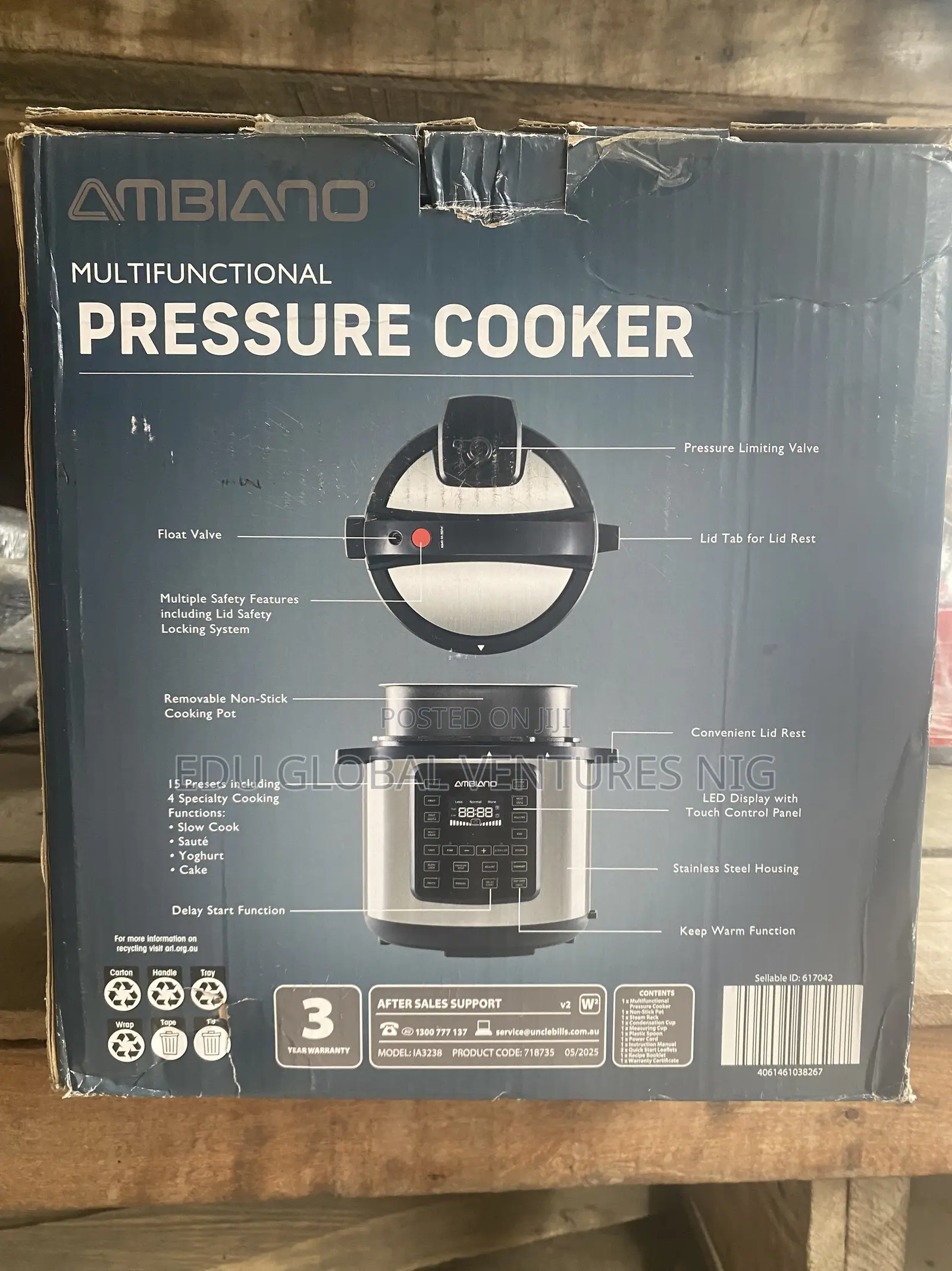 Ambiano 15 in 1 Professional 6litres Pressure Cooker 1000watts