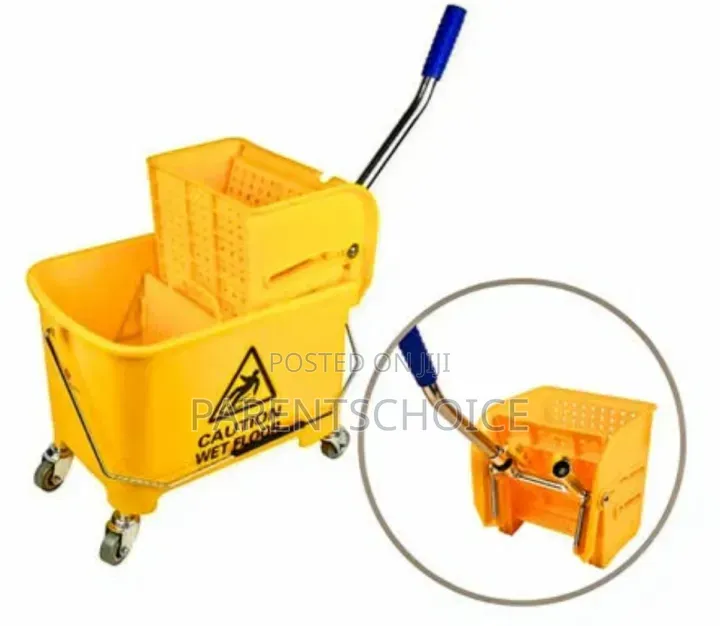 20l Mop Bucket Trolley With Side-Press Wringer