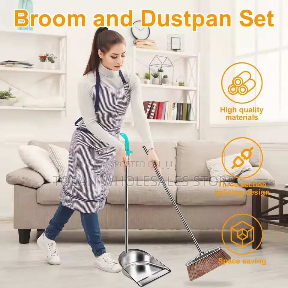 Luxury Gold Broom and Dustpan Set.