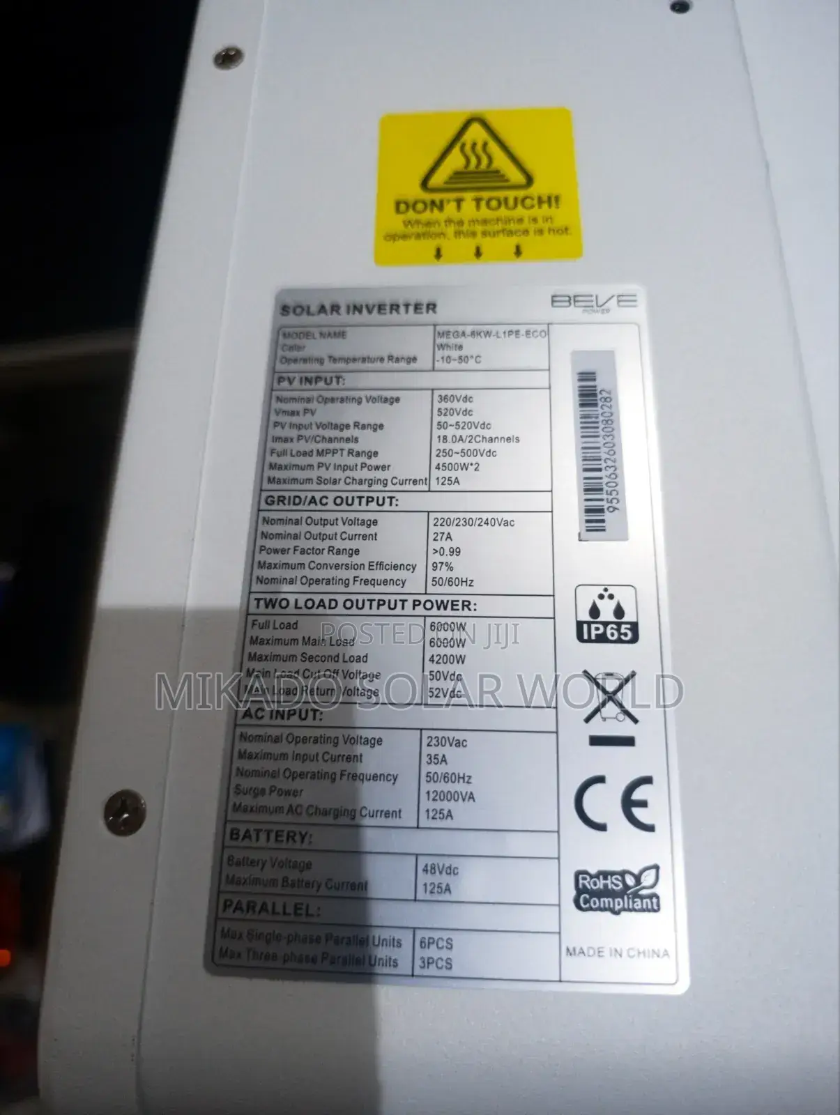 Beve 6kw Ip66 Dual MPPT Hybrid Solar Inverter
