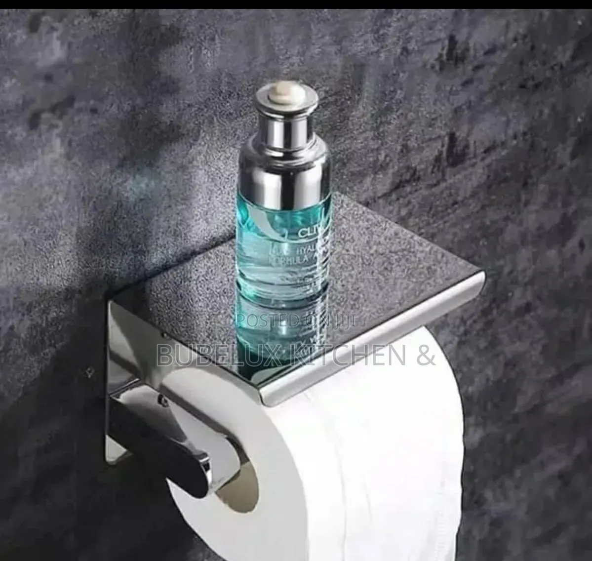 Chrome Toilet Roll Holder + Shelf - Wall Mount Tissue Holder For