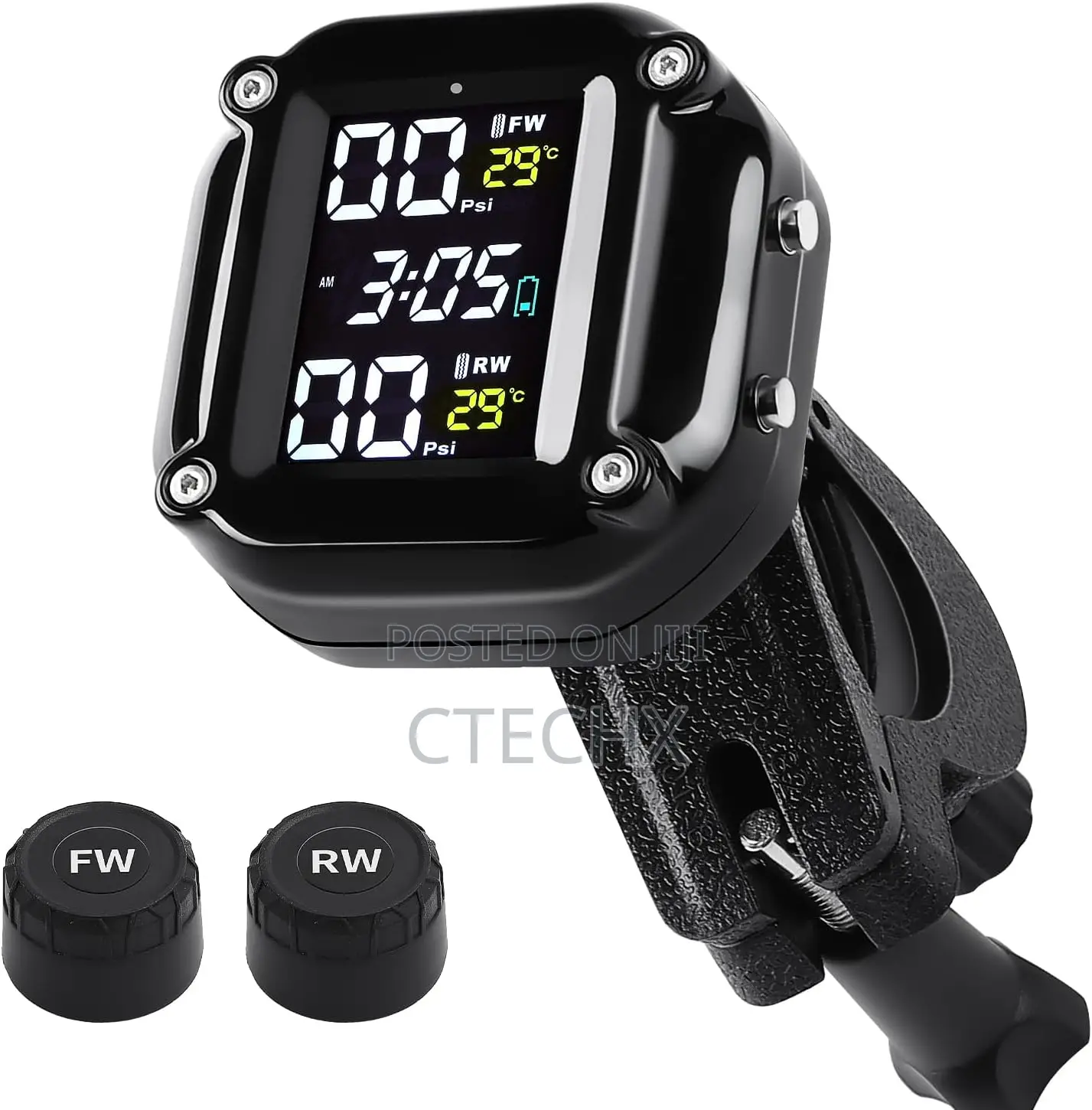 Motorcycle Wireless Tire Pressure Monitoring System. 2 External Sensor