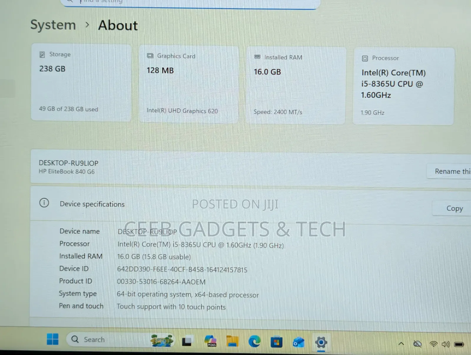 Laptop HP EliteBook 840 G6 16GB Intel Core i5 SSD 256GB