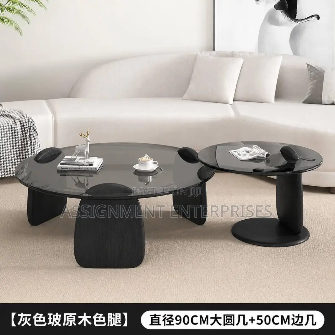 2 in 1 Round Glass Modern Center Table