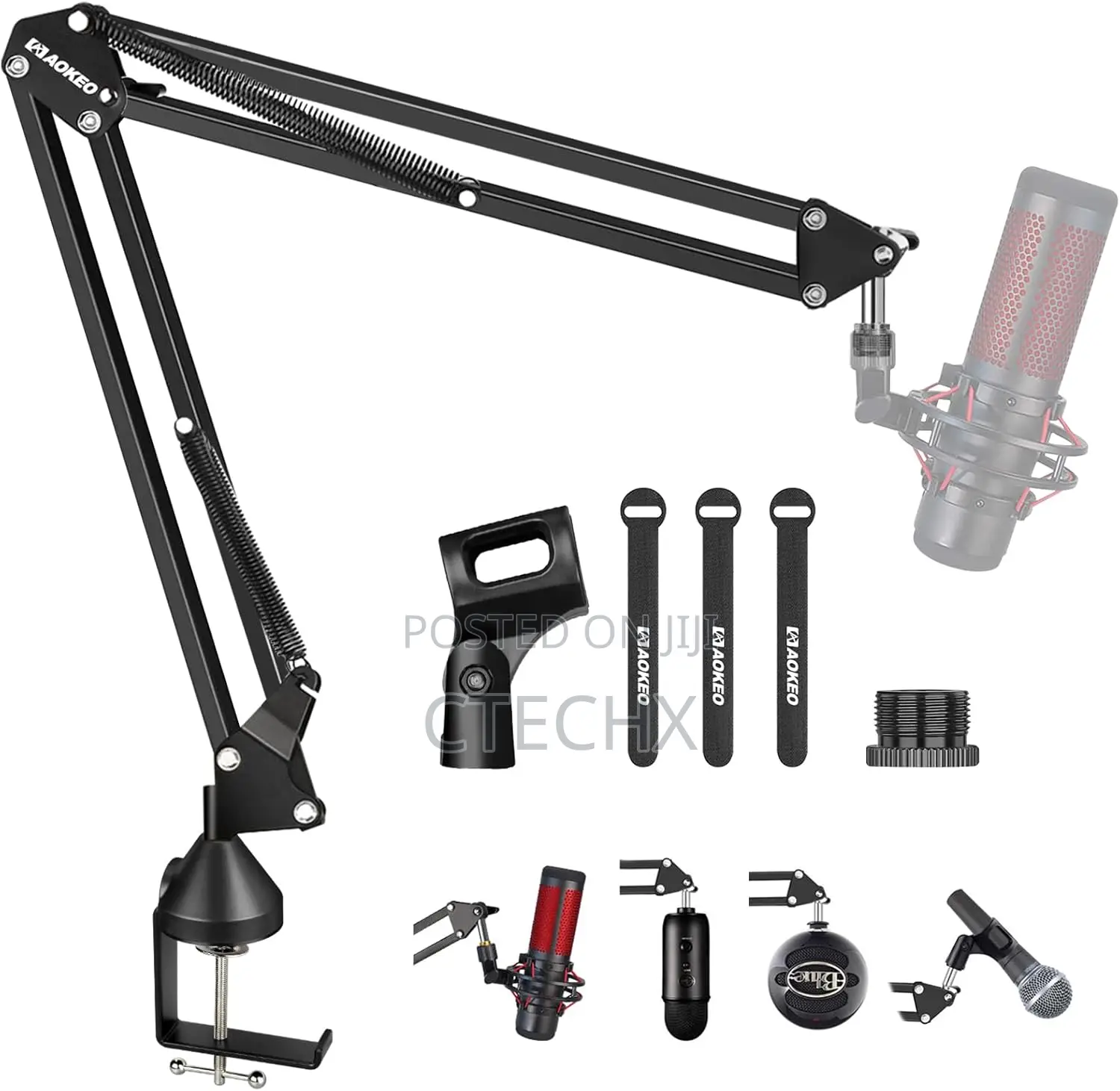 Microphone Boom Arm, Adjustable Scissor Arm Stand for Blue Yeti Hyperx