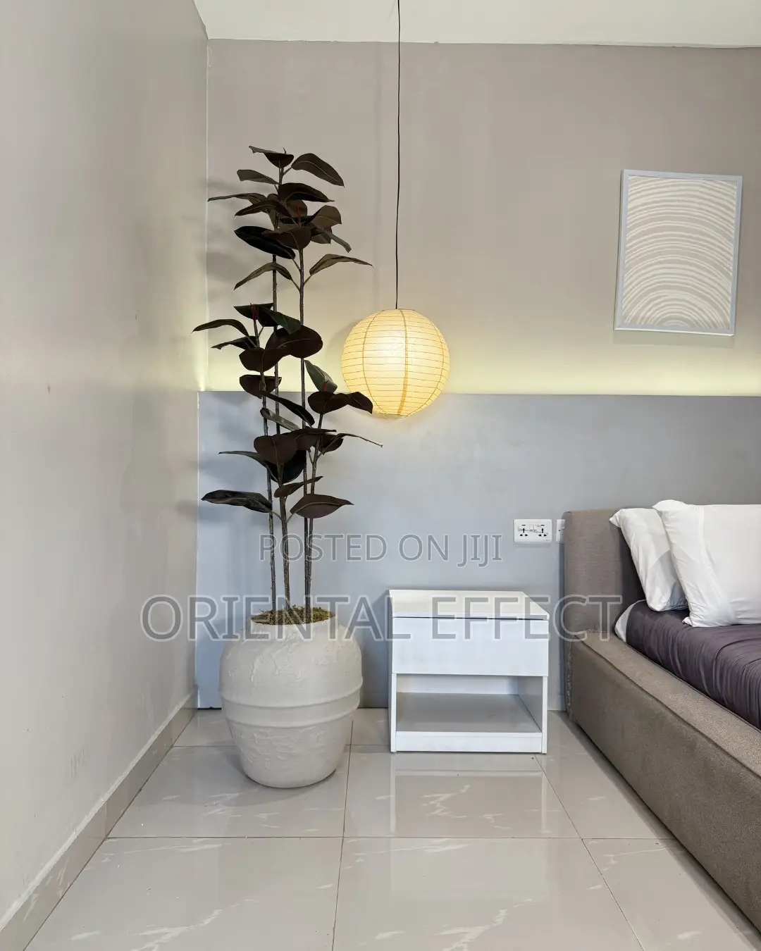 Off White Kumbaya Pot With Artificial Black Ficus – Home Décor Nigeria
