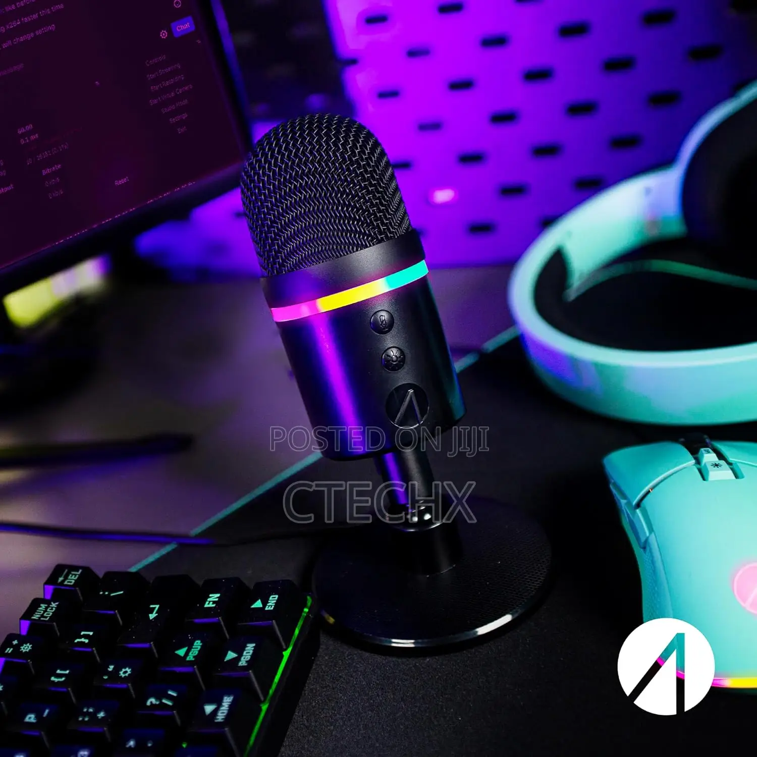 Stealth Light-Up Led Usb Streaming Microphone With Noise Cancelling