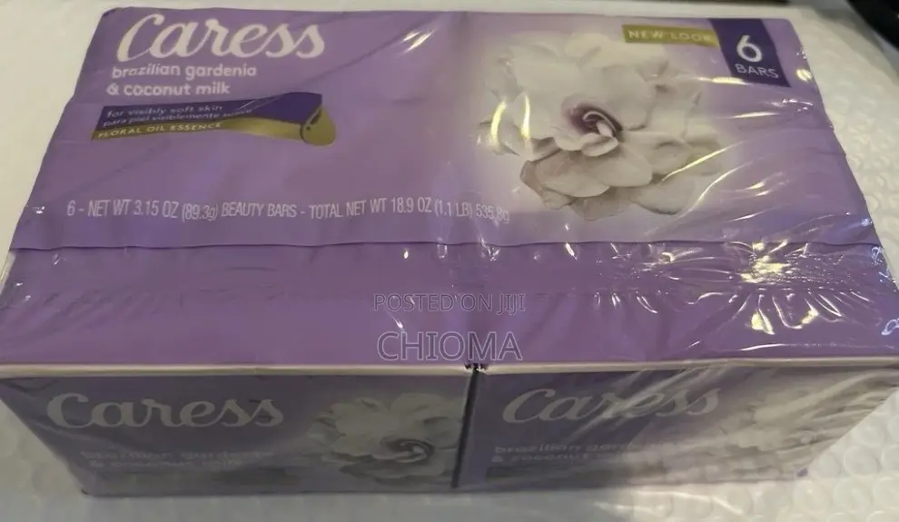 Caress 6 Pack Soap Brazilian Gardenia/Coconut Milk Moisturizing Soap,