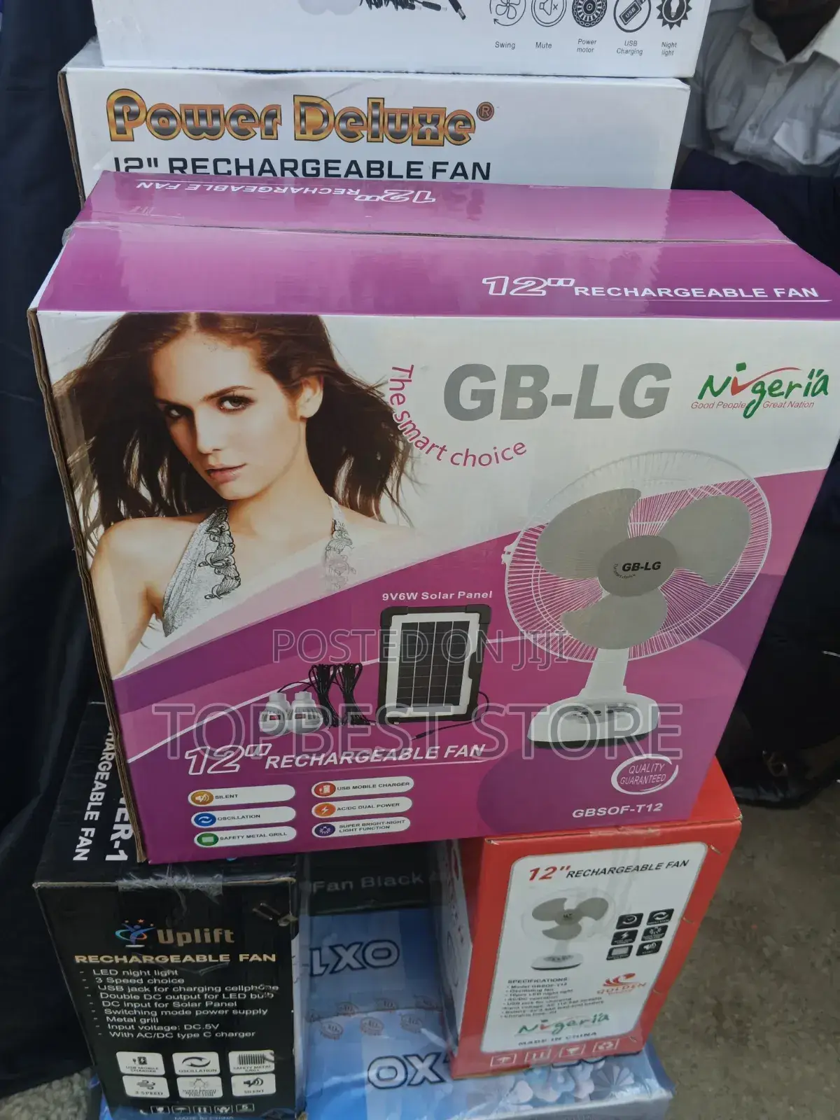 Rechargeable Solar Fan Table Top 12inches Lg