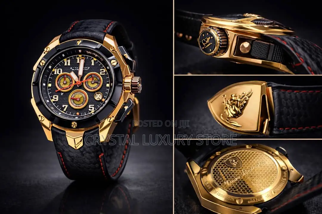 Lamborghini Quality Luxury Men Genuine Leather Wristwatch