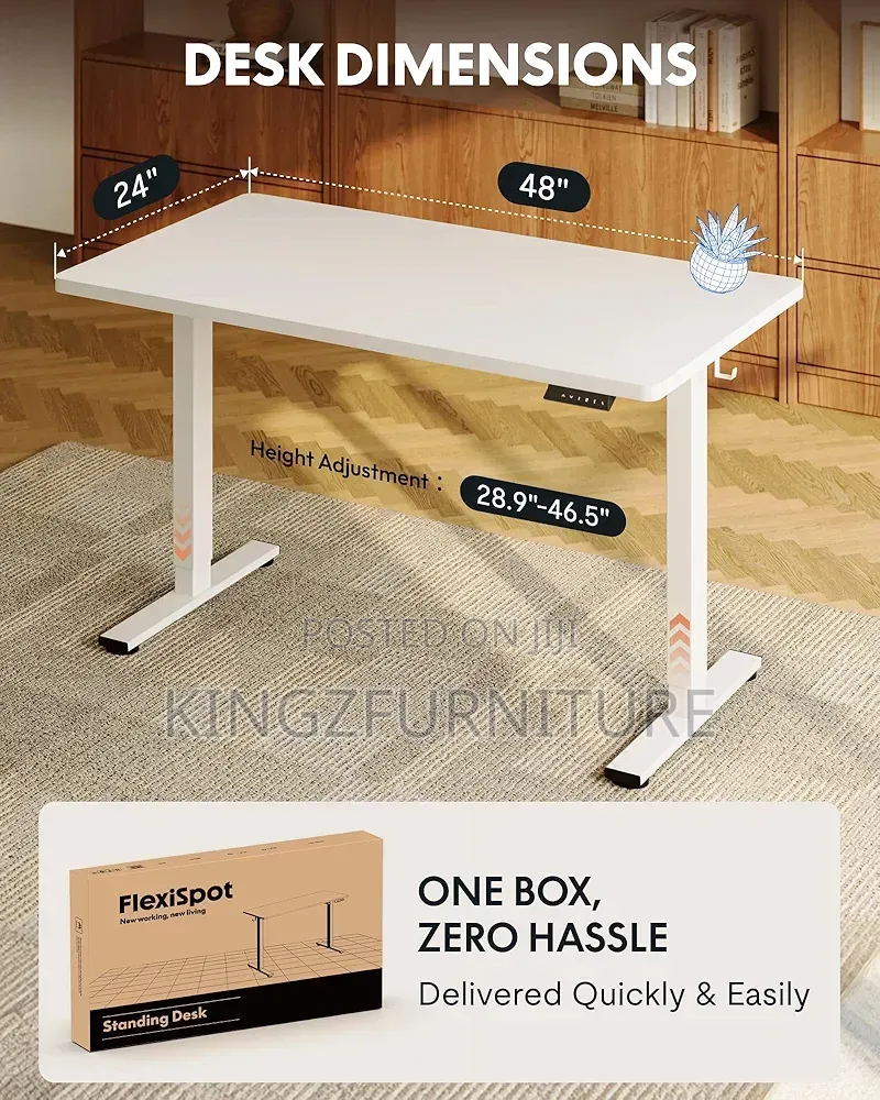 Height Adjustable Electric Desk , White