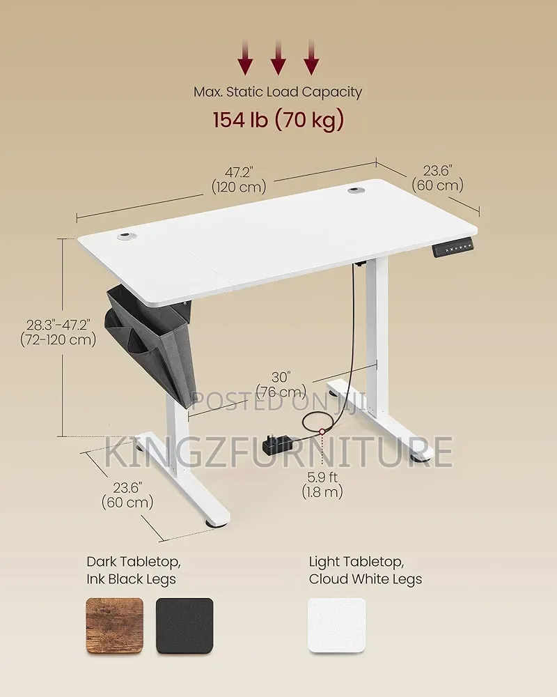 Adjustable Desk, 60 X 120 Cm