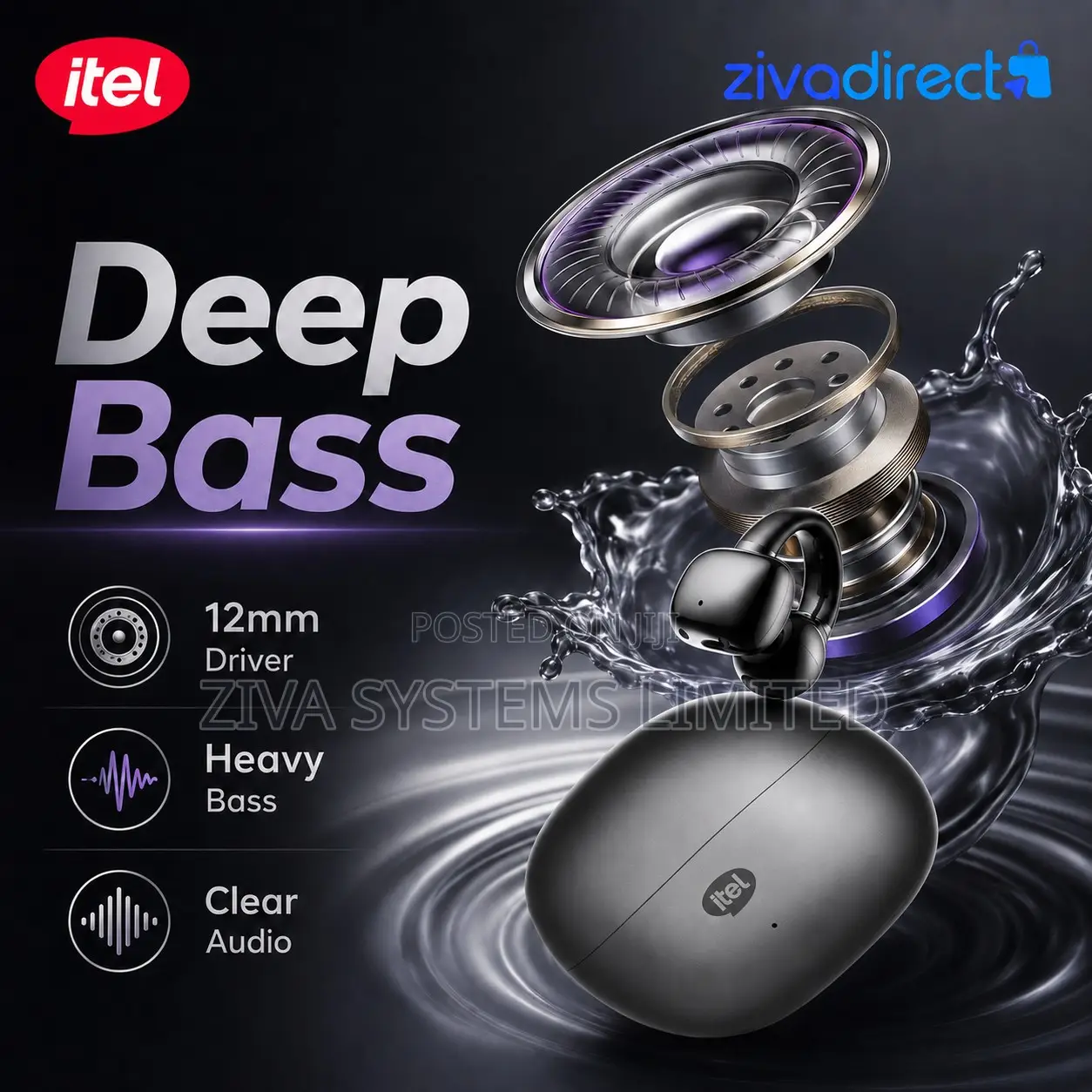 Itel Budsfit 5 Wireless Earbuds – 32h Playtime, Deep Bass, Fast Charge