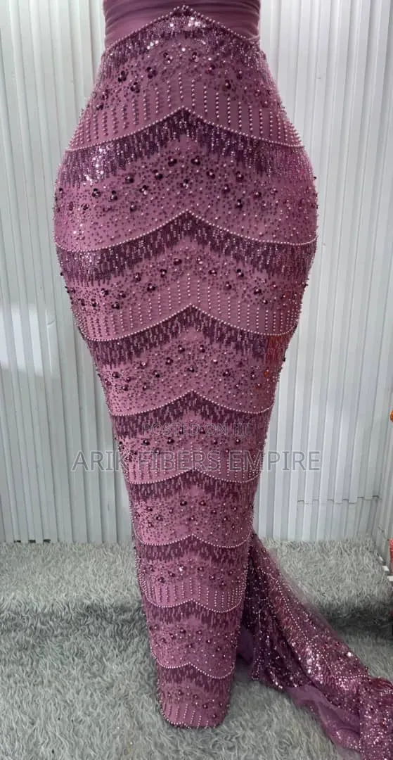 Hand Embroidered Beaded Lace Fabrics