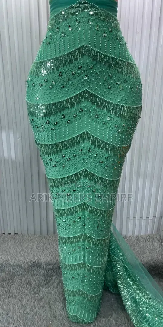 Hand Embroidered Beaded Lace Fabrics