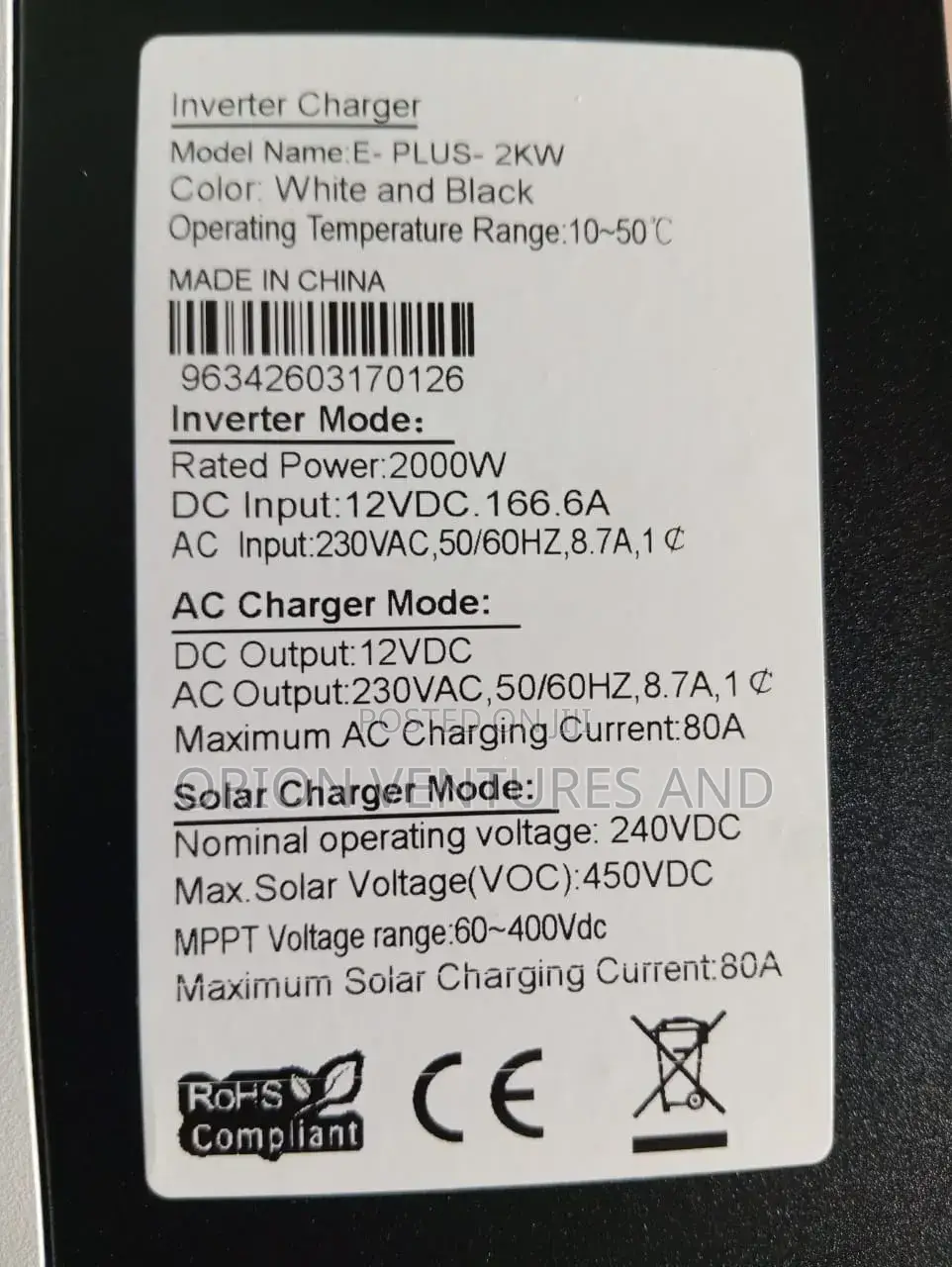 2kw 12v Hybrid Inverter (Works Without Battery)