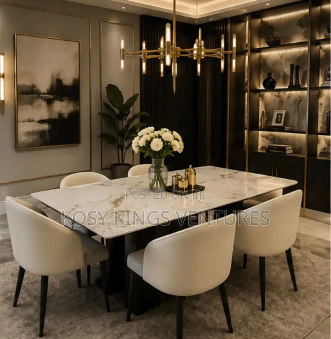 Luxurious Marble Six Seater Dining Set