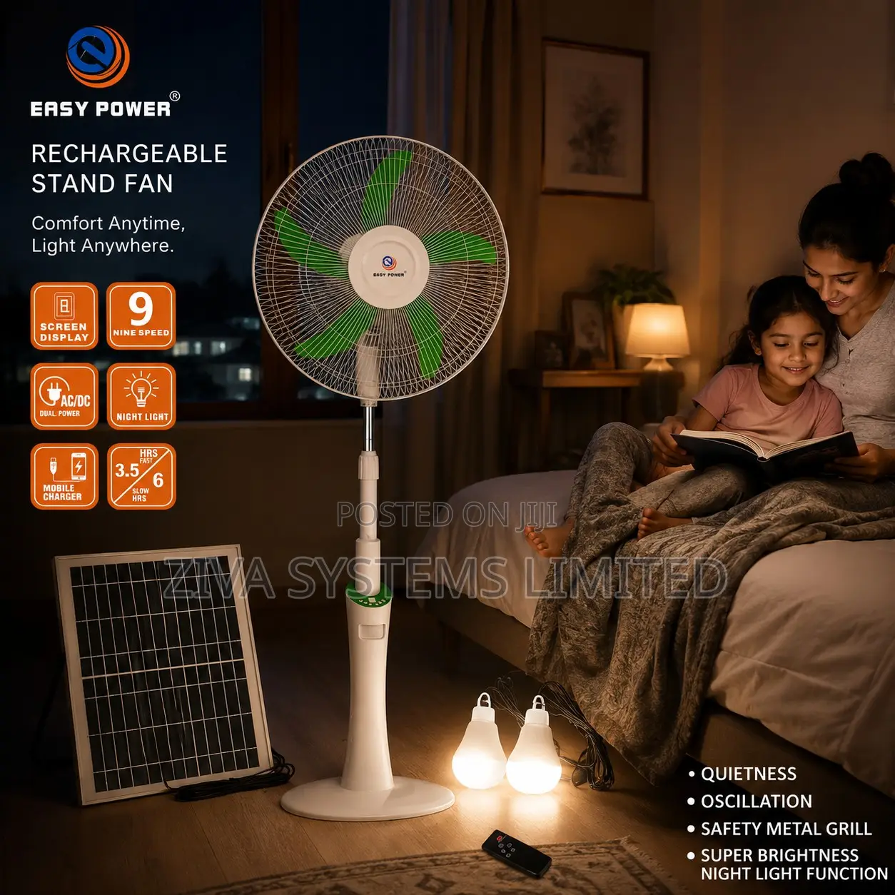 Easy Power Rechargeable Stand Fan 18''