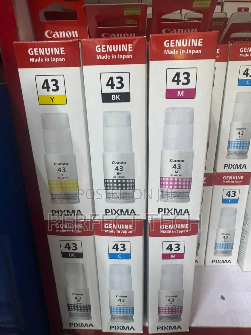 Genuine Canon Gi-43bk Black, Magenta, Yellow, And Cyan Ink Bottle