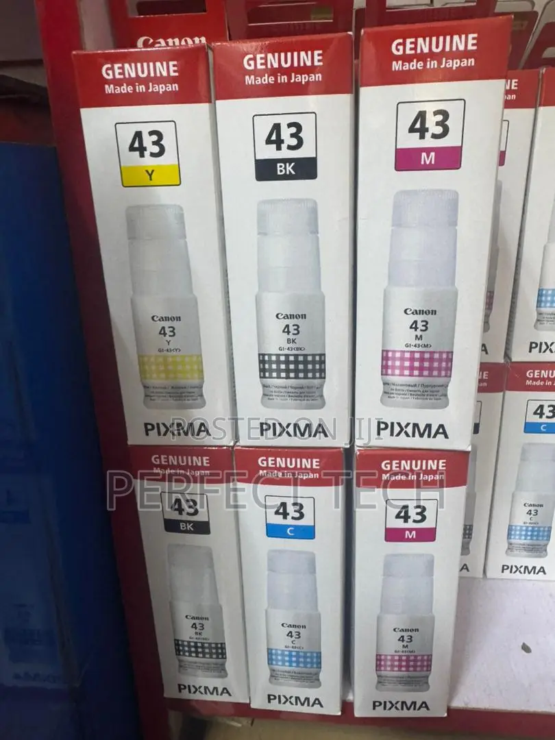 Genuine Canon Gi-43bk Black, Magenta, Yellow, And Cyan Ink Bottle