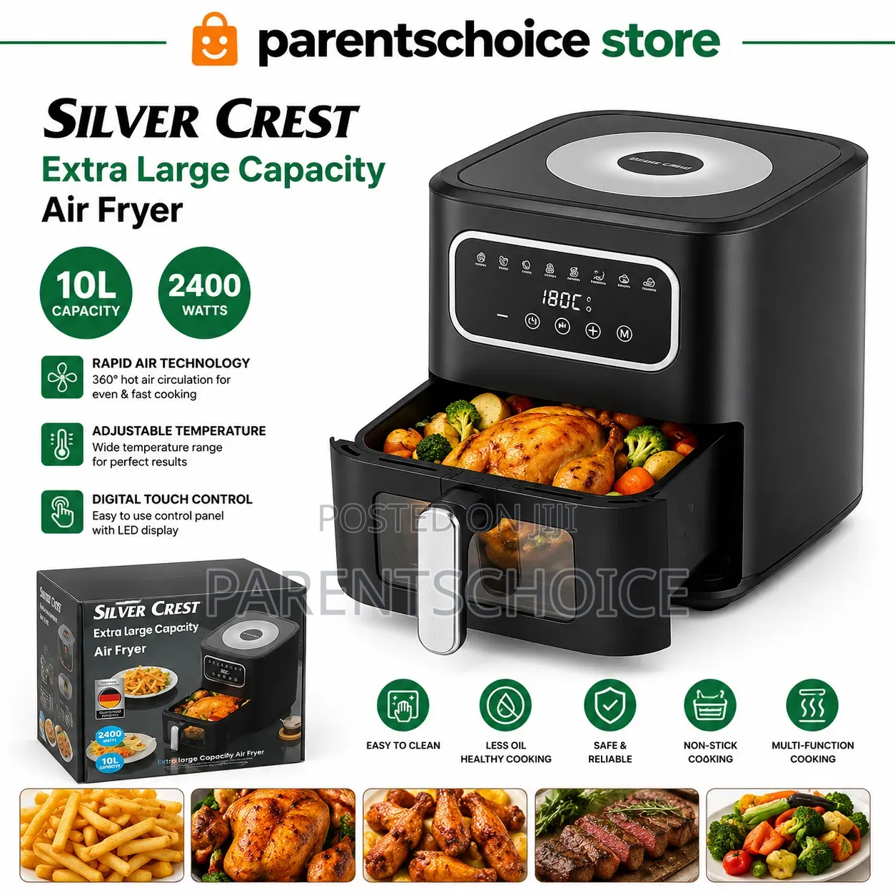 10l / 12l Extra Large Capacity Air Fryer – Silver Crest or Kenwood