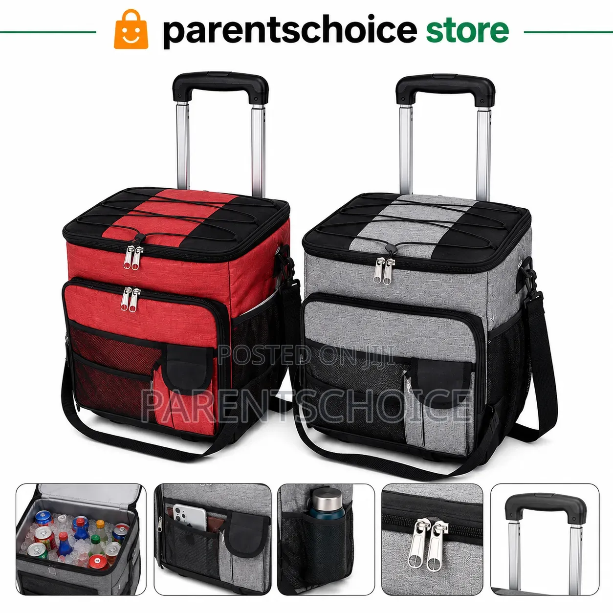 35l Large Capacity Foldable Insulated Rolling Cooler Bag