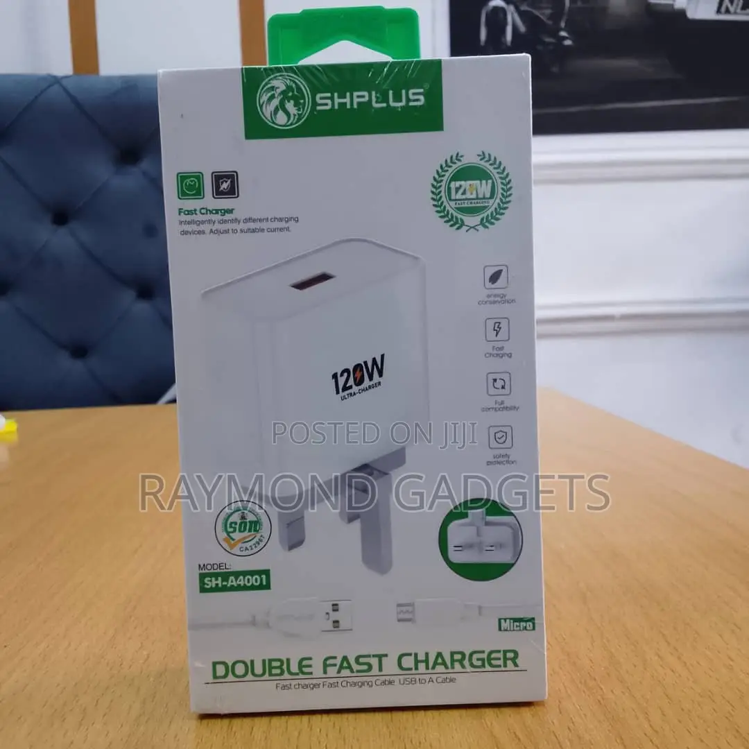 Shplus 120w Ultra Fast Charger With Usb-a to Micro Usb Cable Sh-A4001