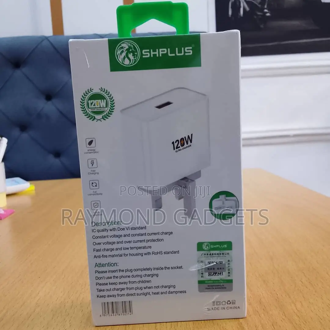 Shplus 120w Ultra Fast Charger With Usb-a to Micro Usb Cable Sh-A4001