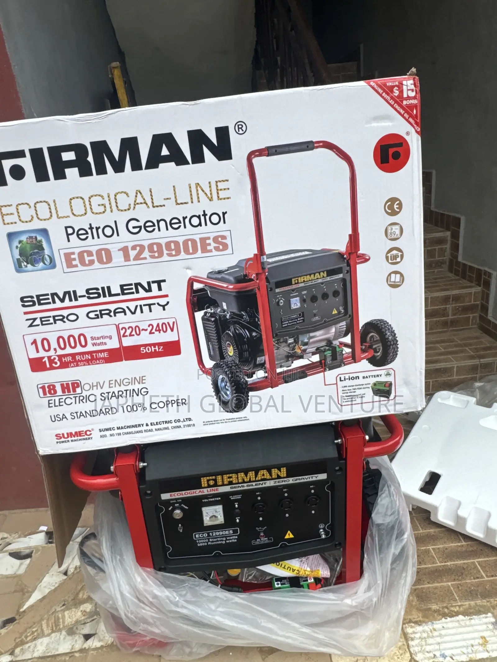 Firman Eco12990es Petrol Generator With Wheels Handle