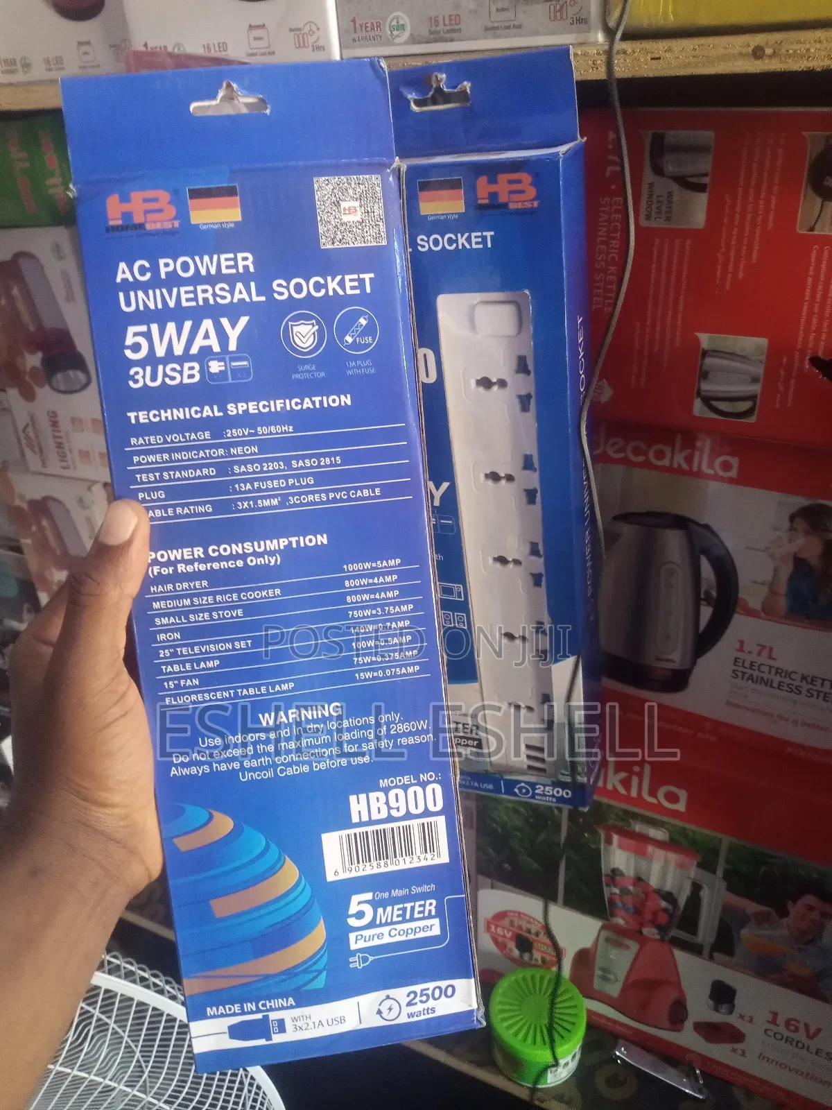 Home Best 5way Ac Power Socket With 3 Usb Ports