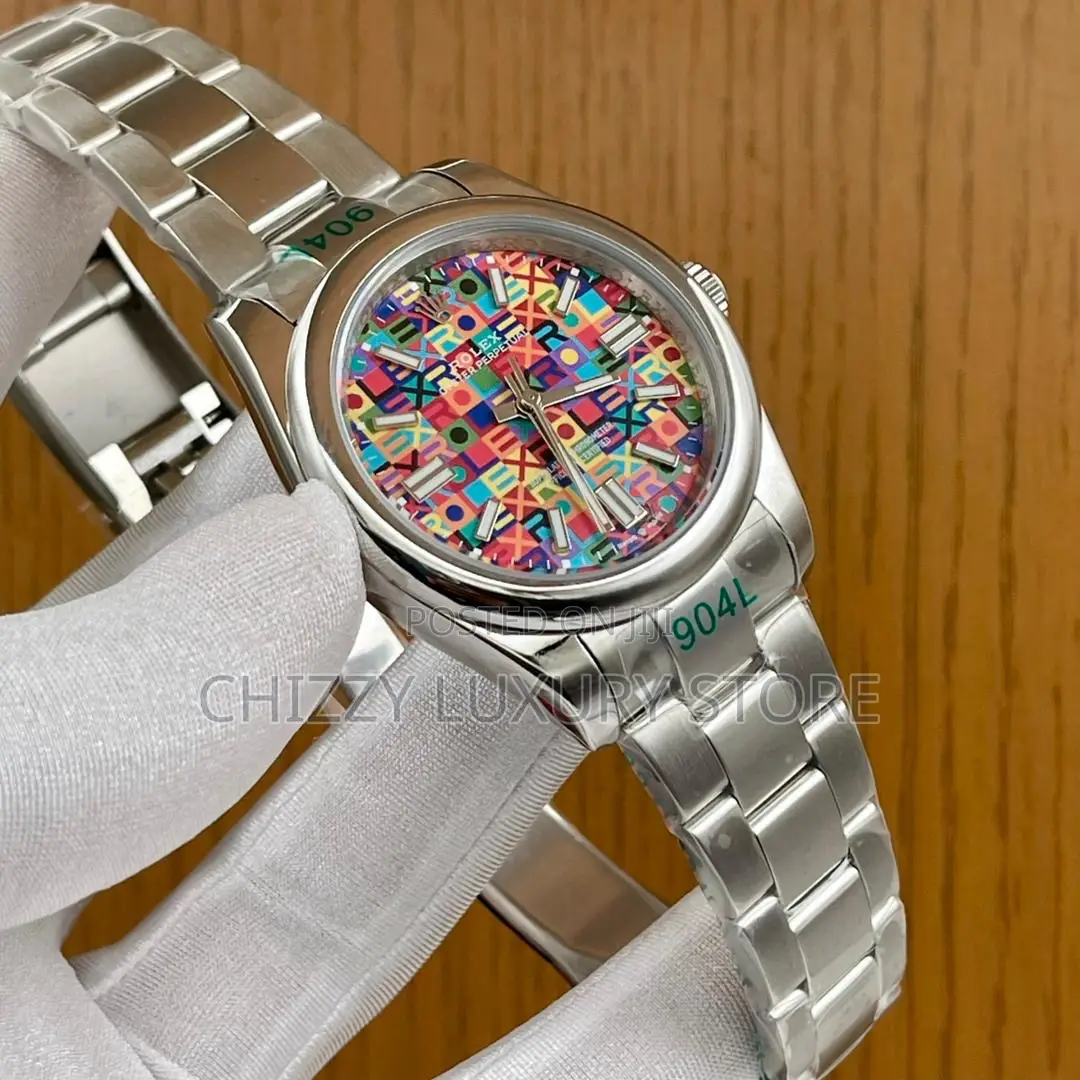 Rolex Quality Luxury Men Rainbow Colour Face Wristwatch
