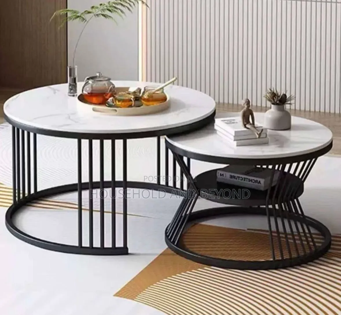 Real Marble Nesting Coffee Tables – 2-in-1 Nordic Center Table Set
