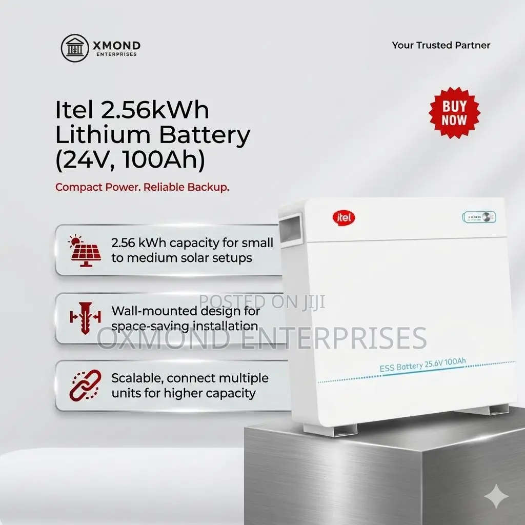 Itel 2.56kwh Lithium Battery (24v, 100ah)