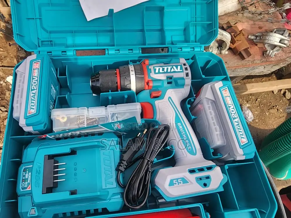 Total 20v Cordless Brushless Impact Drill Driver Kit With 2 Batteries.