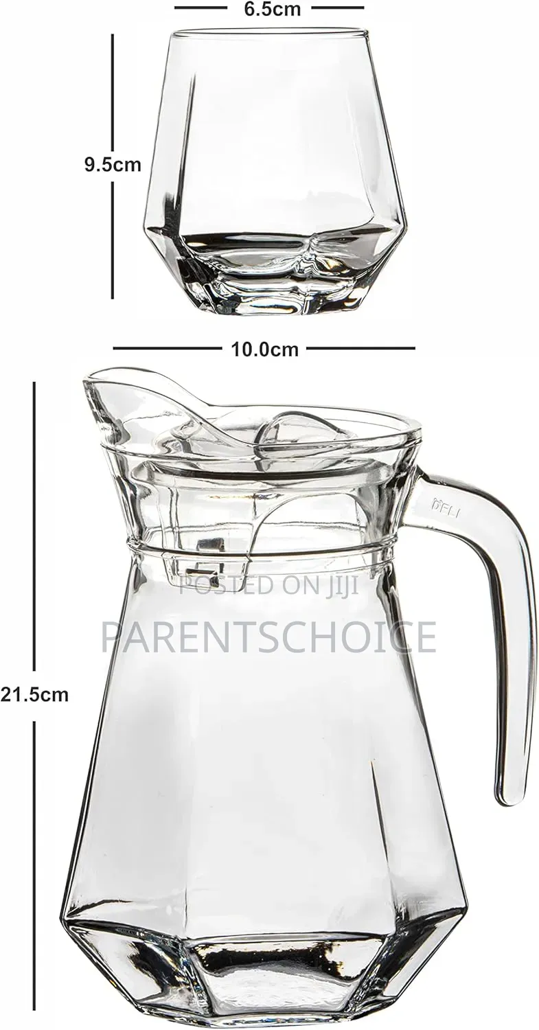 Glass Diamond Water Set – 5 Pieces