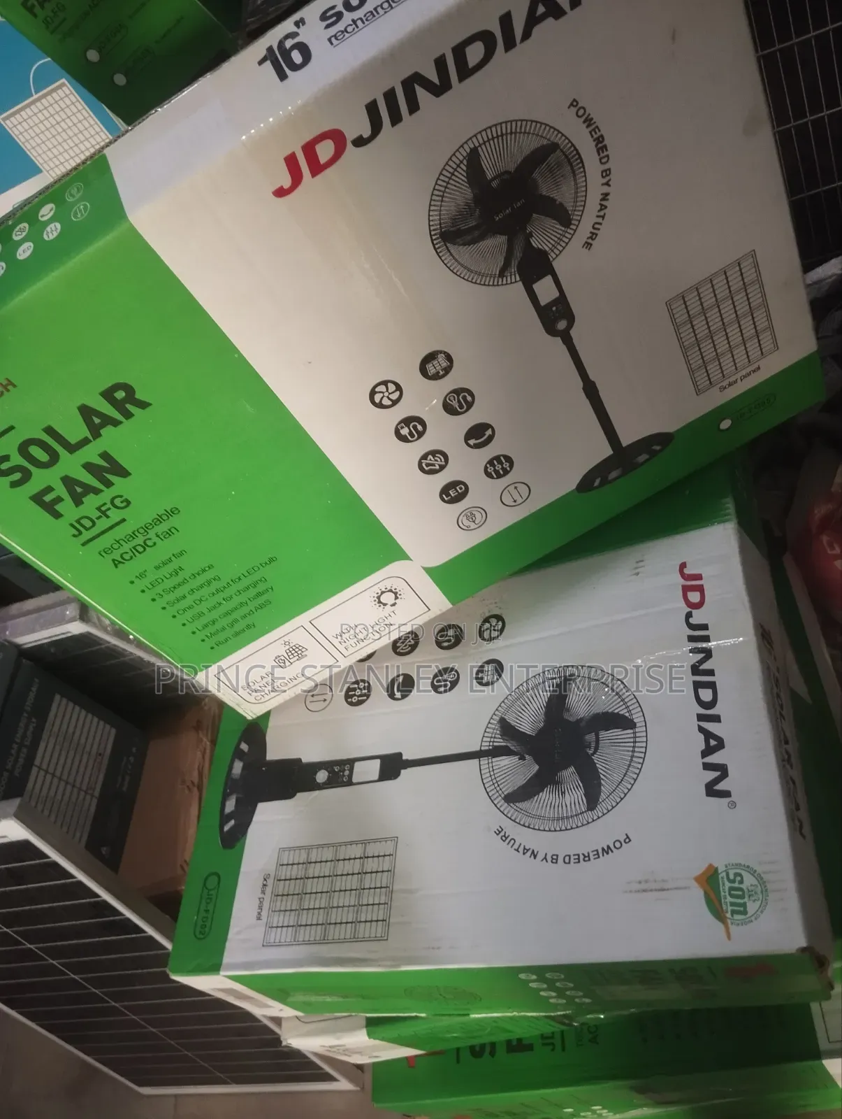 Jd Jindian 16" Solar Rechargeable Ac/Dc Fans, Model Jd-Fg