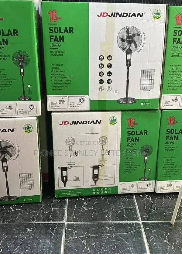 Jd Jindian 16" Solar Rechargeable Ac/Dc Fans, Model Jd-Fg