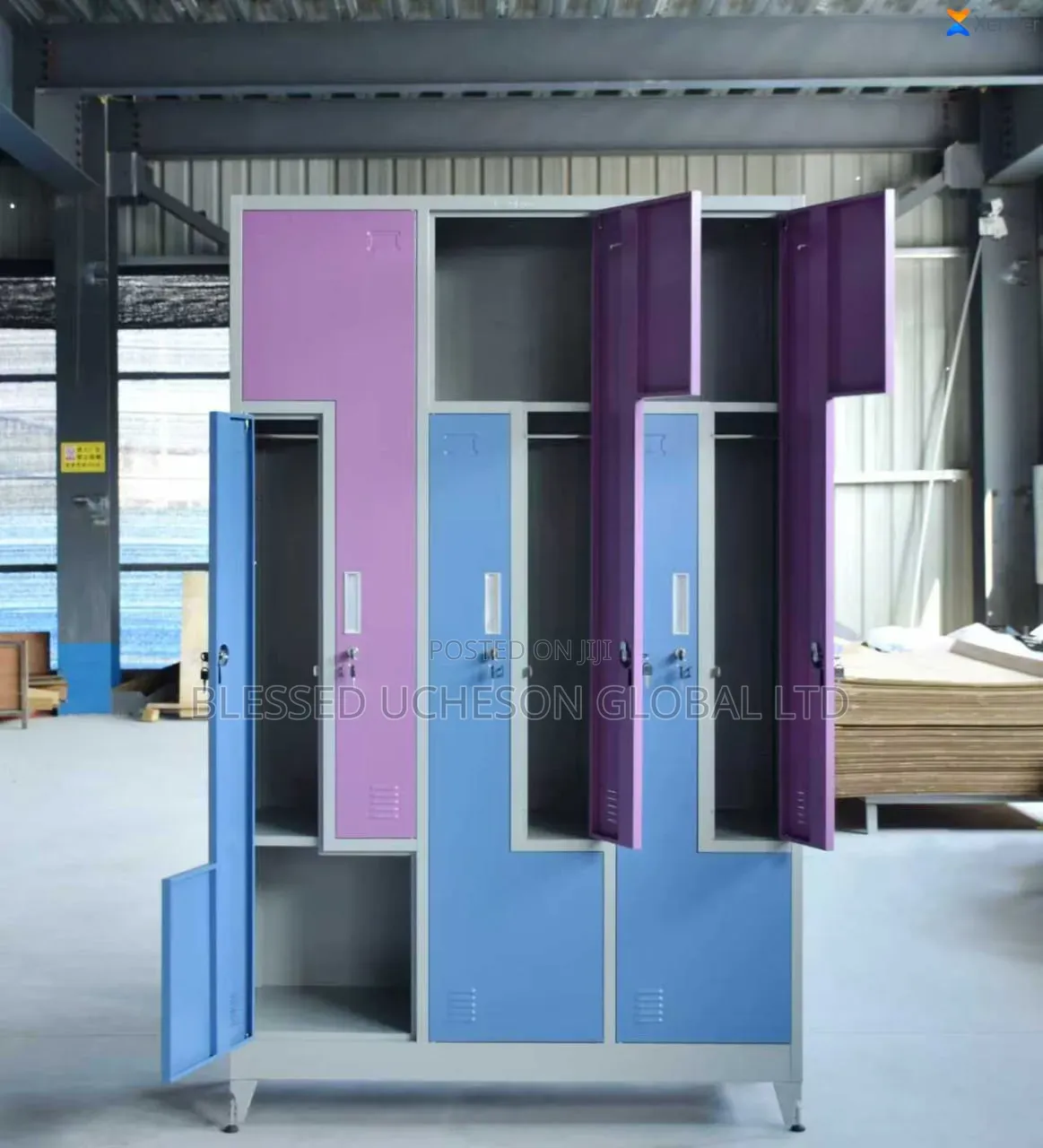 Colorful 6 Doors Metal Wardrobe With Stand